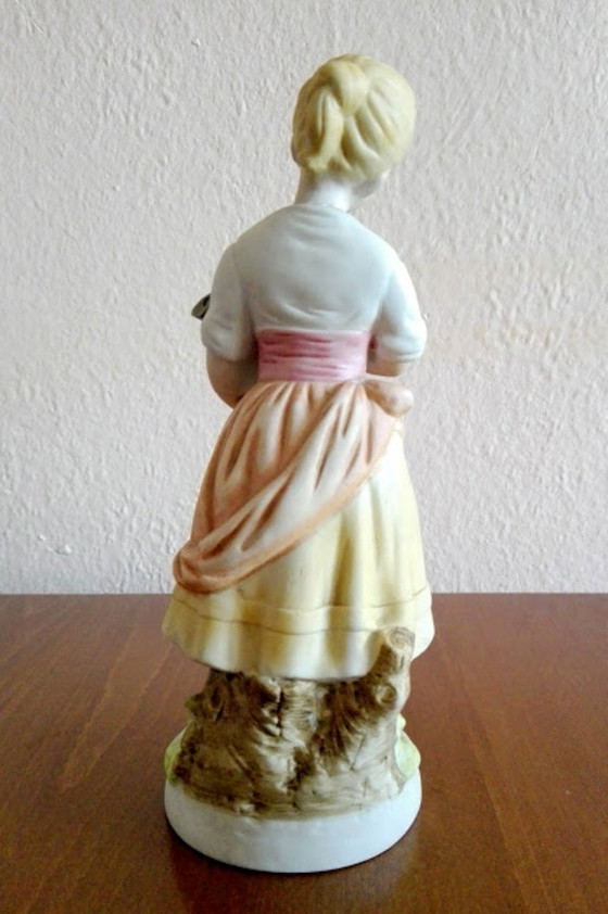 Image 1 of Vintage Porcelain Figurine, Flower-girl