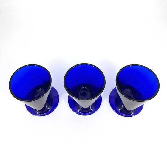 Iittala “Boy” – 3 glazen – Stefan Lindfors – Kobaltblauw – Glazen & Karaffen, Glass (photo 4 of 7)