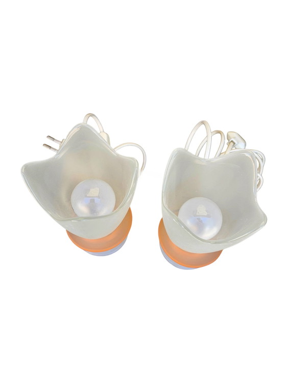 Coppia di Lampade da tavolo Villeroy & Boch a forma di tulipano con paralumi in vetro lattimo satinato, anni (photo 6 of 6)