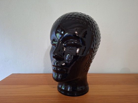 Testa di manichino vintage per cuffie in vetro nero – Oggetti decorativi (photo 3 of 6)