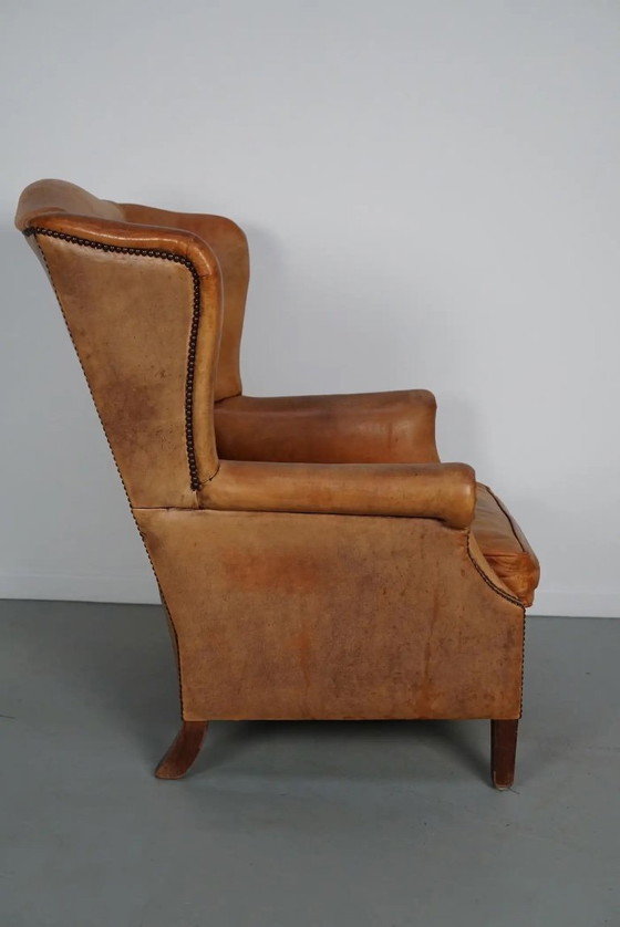 Image 1 of Vintage Nederlandse clubfauteuil van cognackleurig leer