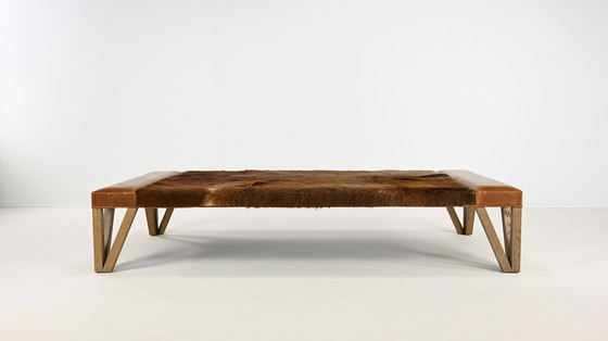 Image 1 of Lionel Jadot, Important Daybed in Cowhide, Leather and Oak. C.2010