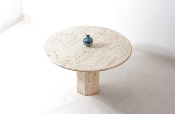 Image 1 of Organische travertin eettafel, Italië, jaren 70