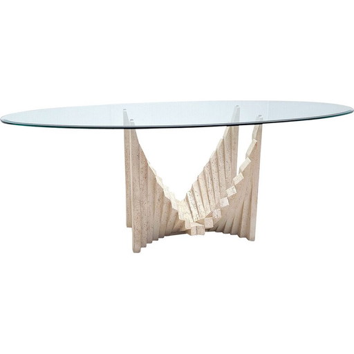 Mid Century skulpturaler Esstisch aus Travertin, Italien 1970er
