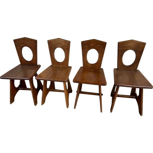 Set of 4 vintage Savoy oakwood chairs