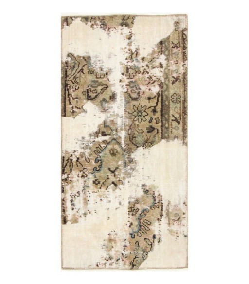 Oriental Hand-knotted Vintage Art Classic & Relief Design 130 x 65 cm Beige Color