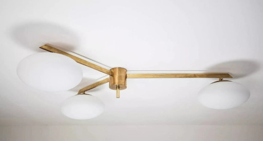 three-way brass ceiling light