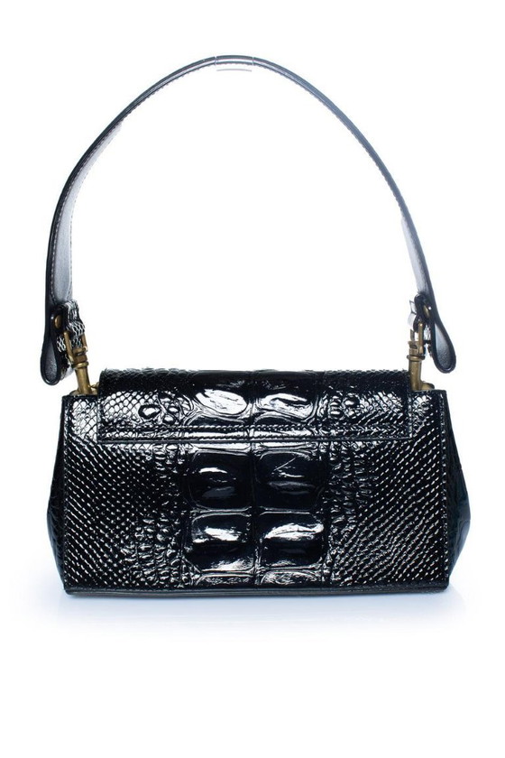 Image 1 of Sac Vivienne Westwood noir noisette à motif crocodile