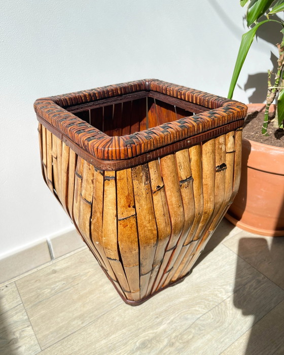 Vintage Rattan Colonial Style 1930 Umbrella Stand - Vintage Rattan Planter – Decoration, Wood (photo 3 of 10)