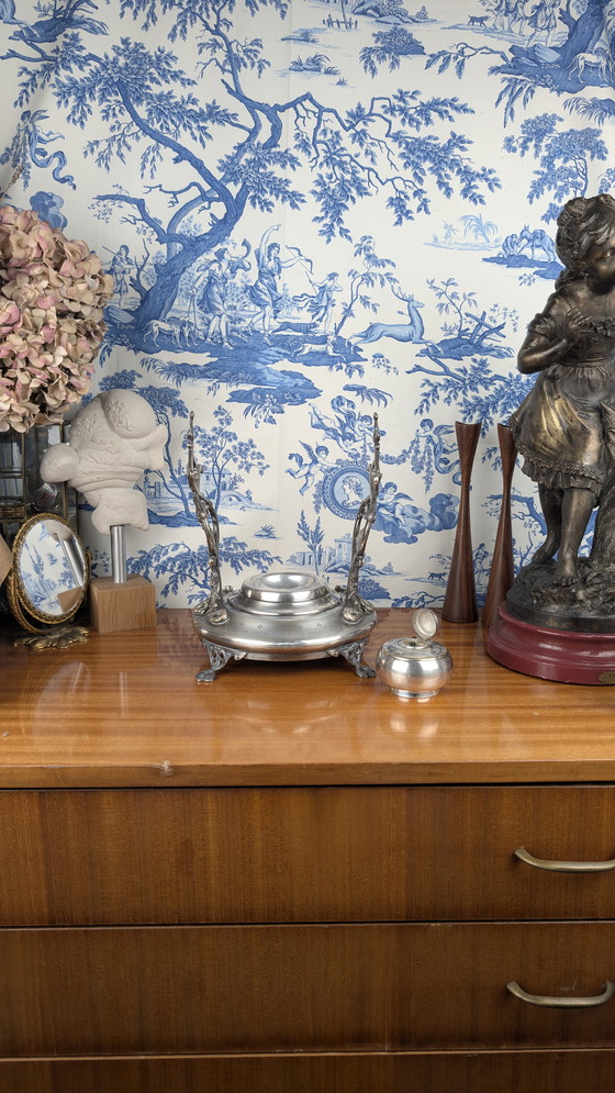 Image 1 of Samovar en Métal Argenté à Décor Incisé Baroque par l'Orfèvre Armand Frénais fin XIXème