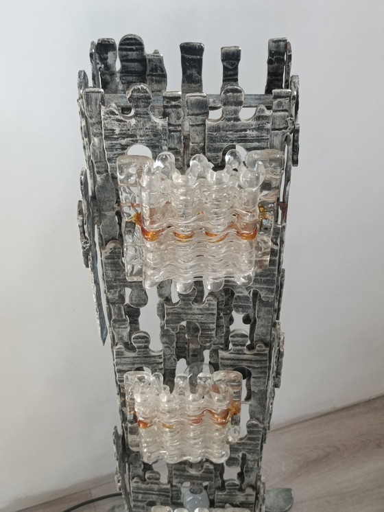 Image 1 of Brutalistische, skulpturale Stehlampe von Albano Poli für Poliarte, 1970