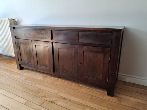 Solid wood sideboard in colonial style made of exotic hardwood
