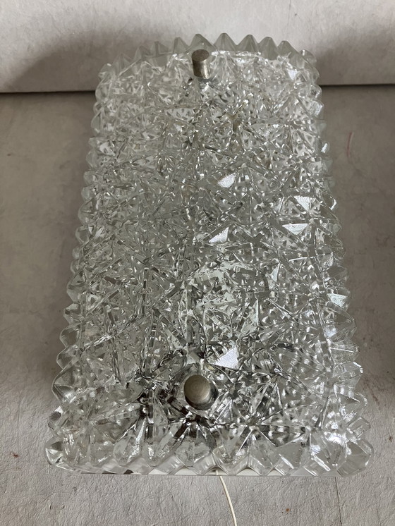 Image 1 of Lampade da parete vintage in vetro ghiaccio di Hoffmeister Leuchten