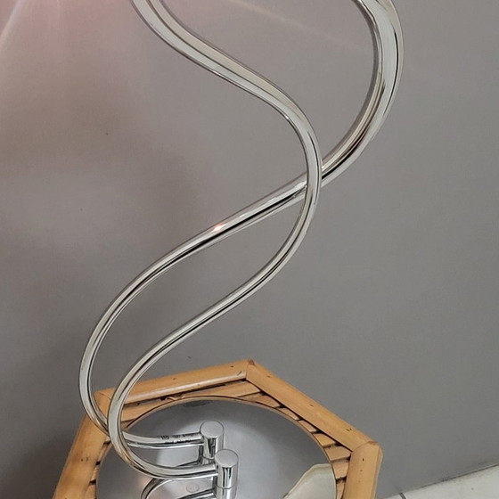 Image 1 of Designer table lamp, swans, Swan, in chrome, Woofi leuchten