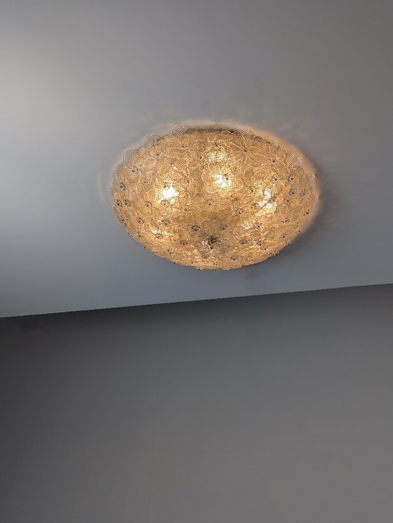 Barovier & Toso Murano Goldstaubglas Blumen Deckenleuchte, 1960er – Deckenleuchten (photo 6 of 10)