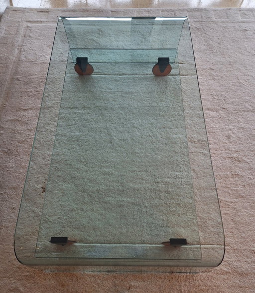 Mesa de centro Ponte de cristal de Angelo Cortesi para Fiam Italia.