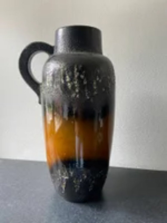 Image 1 of West Germany Scheurich 517-54 fat lava floor vase with horse