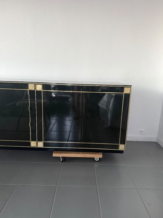 Pierre Cardin Sideboard With Brass Black Lacquered Shell Inlays, 1980 – Wood (photo 45 of 64)