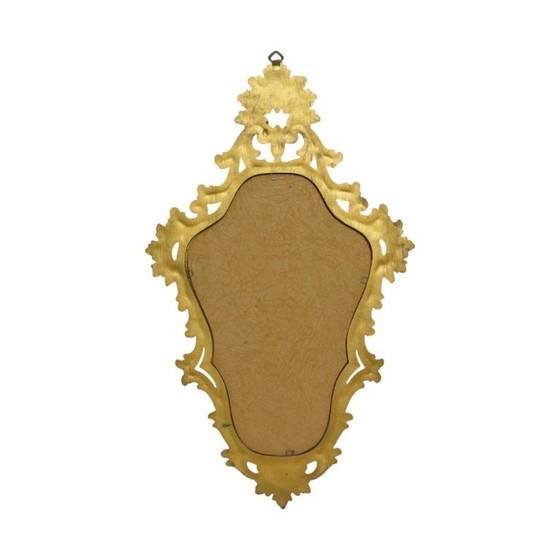 Image 1 of Italienischer klassischer, mit Wappen verzierter Spiegel, Gold, Barock, Rokoko, 57 cm