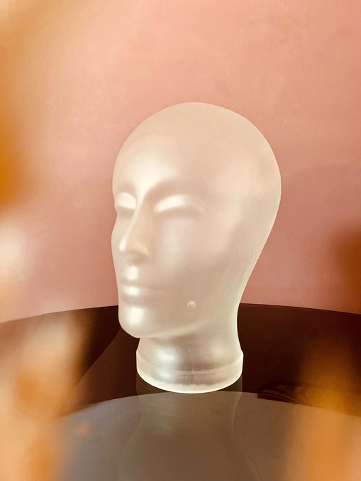 Tête en verre design des années 80