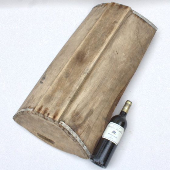 Image 1 of Grand pétrin ancien en bois, 77 cm, 30,31 pouces, bol à pain. Fabrication artisanale française.