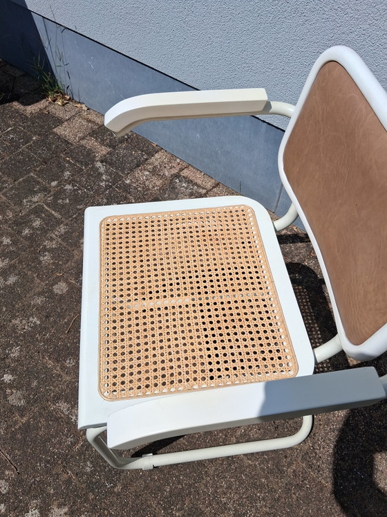 Bürostuhl mit Armlehnen und Rattansitz – Bürostühle, Metal (photo 5 of 6)