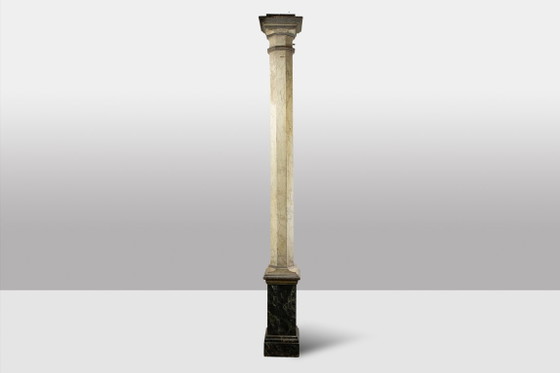 Image 1 of Pair of columns in wood painted to imitate marble. 1880s.
