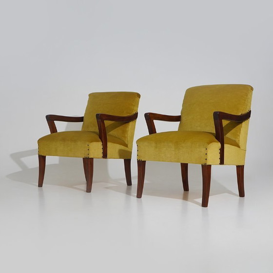Image 1 of Par de sillones de terciopelo, década de 1950.