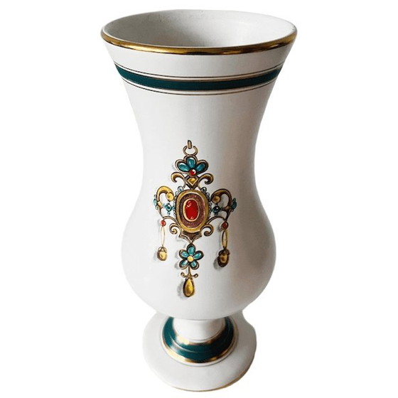 Image 1 of Vaso vintage in ceramica Gouda con motivo floreale, decorazione Marjon anni '60