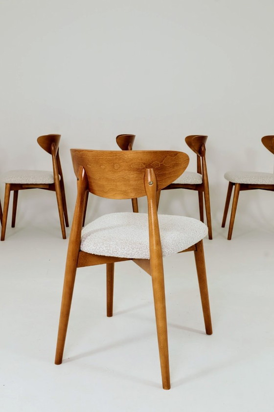 Image 1 of Eetkamerstoelen set van 6 scandinavedesign parel bouclé