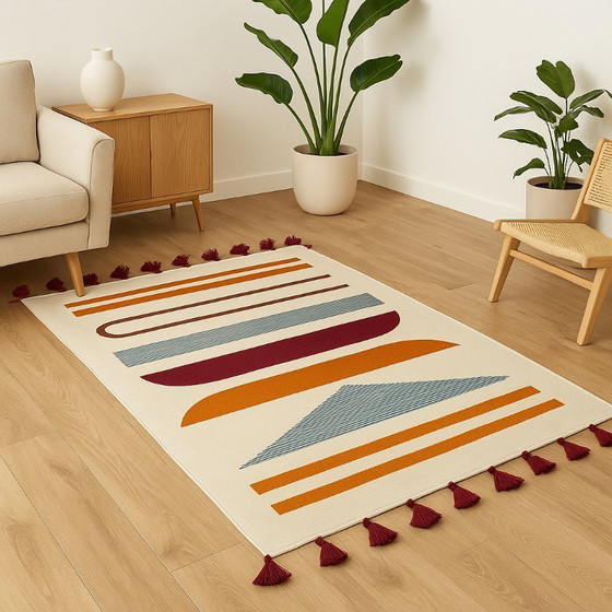 Image 1 of Vintage Handmade Kilim of Wool - 160x230 cm - Geometric Design