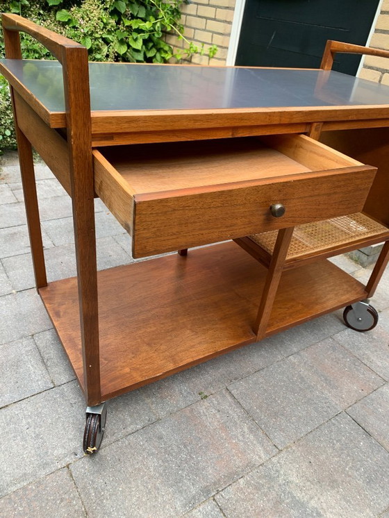 Image 1 of Mid Century Modern Lane USA Nussbaum Barwagen - jaren 1960 Origineel