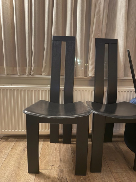 2x sedie nere Pietro Costantini – Sedie da pranzo, Legno, Pelle (photo 5 of 5)