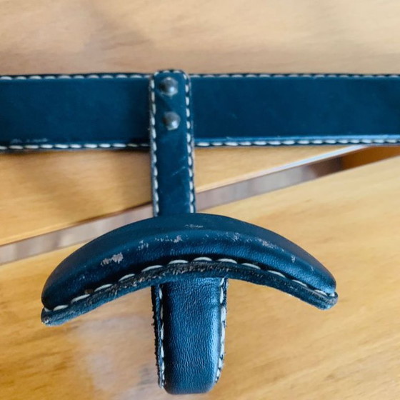Jacques Adnet black leather wall Coat rack, Modern (photo 11 of 15)