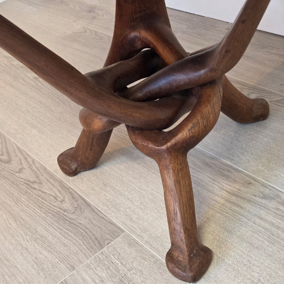 Table ronde africaine vintage, Tables d'appoint, Bois, Marron (photo 4 sur 9)
