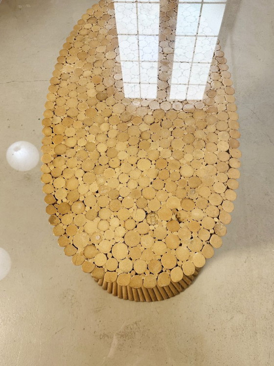 Image 1 of McGuire-Esstisch „Sheaf of Wheat“ aus Rattan und Glas aus den 1970er Jahren