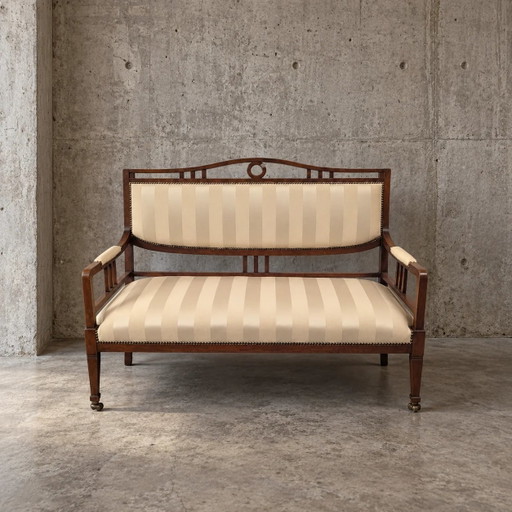 Antique mahogany settee in the Empire style / Directoire style / 1920s