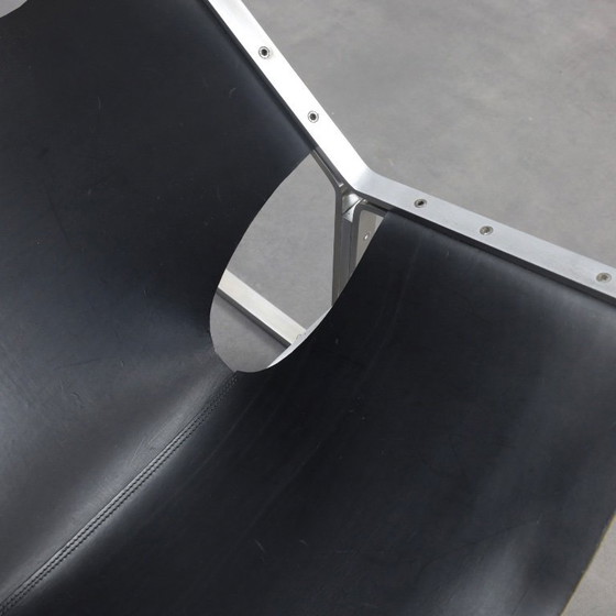 Image 1 of Uiterst zeldzame leren fauteuil van Pierre Thielen voor Metz & Co., Nederland, jaren 60.