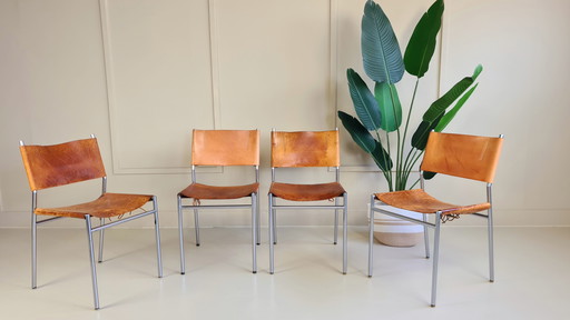 4 x harness leather chairs Martin Visser for T Spectrum