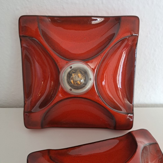 2 applique da parete Hustadt Lights in ceramica rossa, stile vintage anni '70/'50. – Hustadt Leuchten (photo 3 of 20)