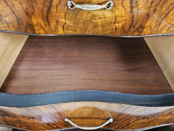 Image 1 of Commode Art déco des années 1950 en ronce de noyer
