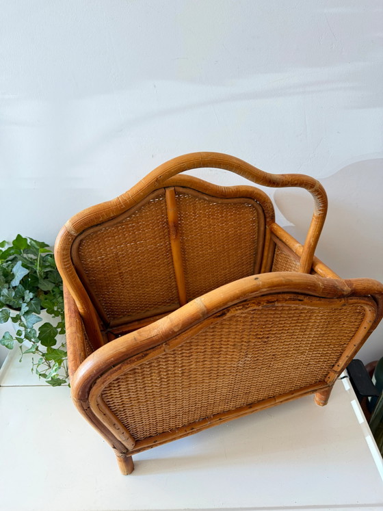 Panier à magazines en rotin – Porte-revues, Bamboo, Rattan, Mid Century Modern (photo 2 of 6)