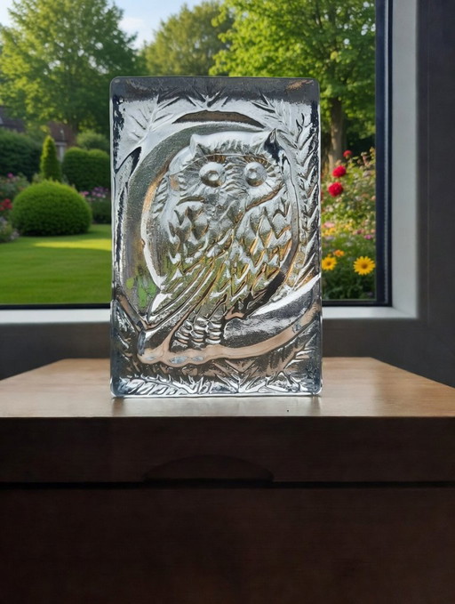 Magnifique hibou en cristal – Ingridsgläser Bleikristall Allemagne 1970