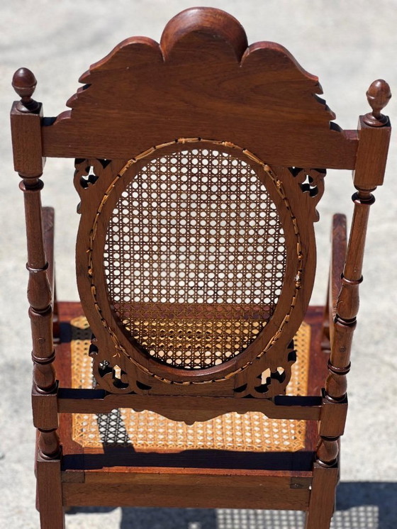 Image 1 of Lote de 6 sillones medallón de madera torneada y tallada de finales del siglo XIX