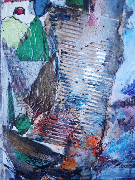 High And Dry, Mixed Media of Collage, Acrylic and Ink on Canvas. – schilderijen tekeningen, Paper (photo 2 of 5)