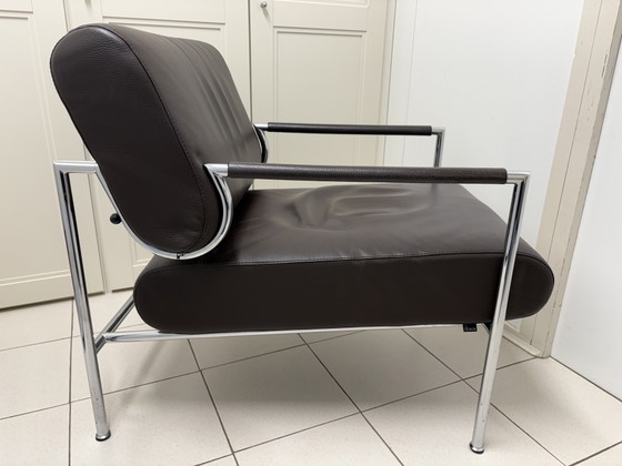 Image 1 of Leolux Gazetta Fauteuil Bruin Leer Set van twee.