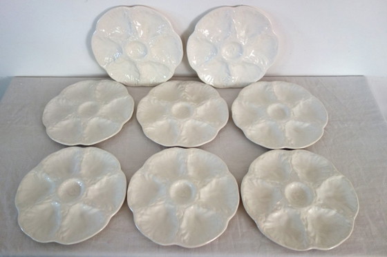 8 piatti di ostriche in ceramica Gien Barbotine vintage – Stoviglie (photo 2 of 7)