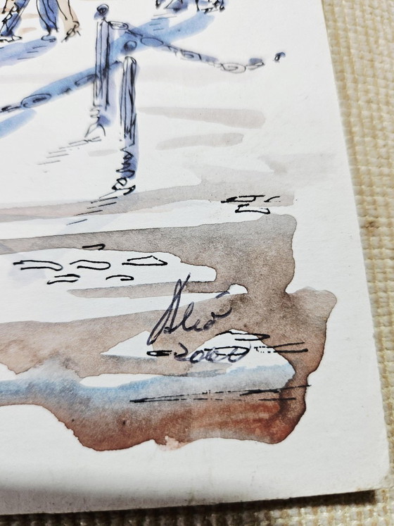 Jorge Alio, Caminito, Buenos Aires, Argentijnse Tango, 2000, Originele Aquarel – Schilderijen & Tekeningen (photo 6 of 8)