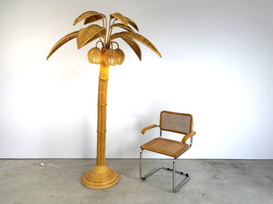 Lampada da terra vintage a palma, anni '70 - di Mario Lopez Torres, Lampade da terra, Rattan, Beige (foto 5 di 12)