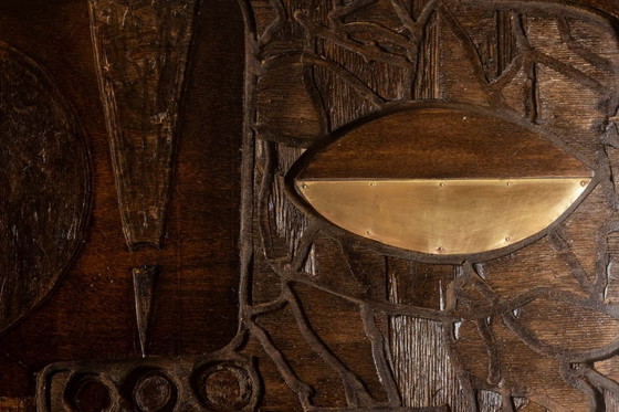 Image 1 of V. de Segonzac. Trittico modernista in legno intagliato. Contemporaneo.